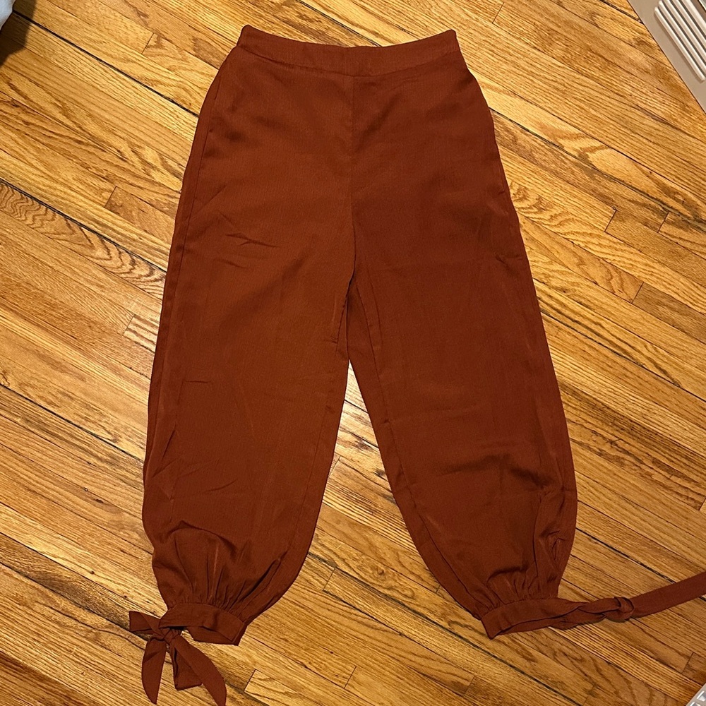 SHEIN Cinnamon Ankle Tie Trousers